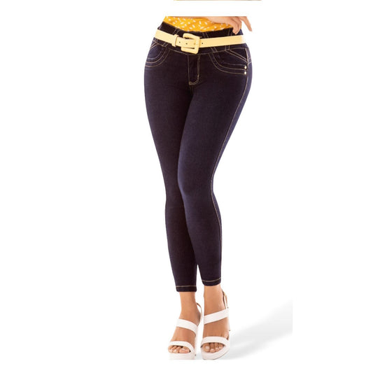 Jean Colombiano Azul petróleo Bota Pitillo J2-1465