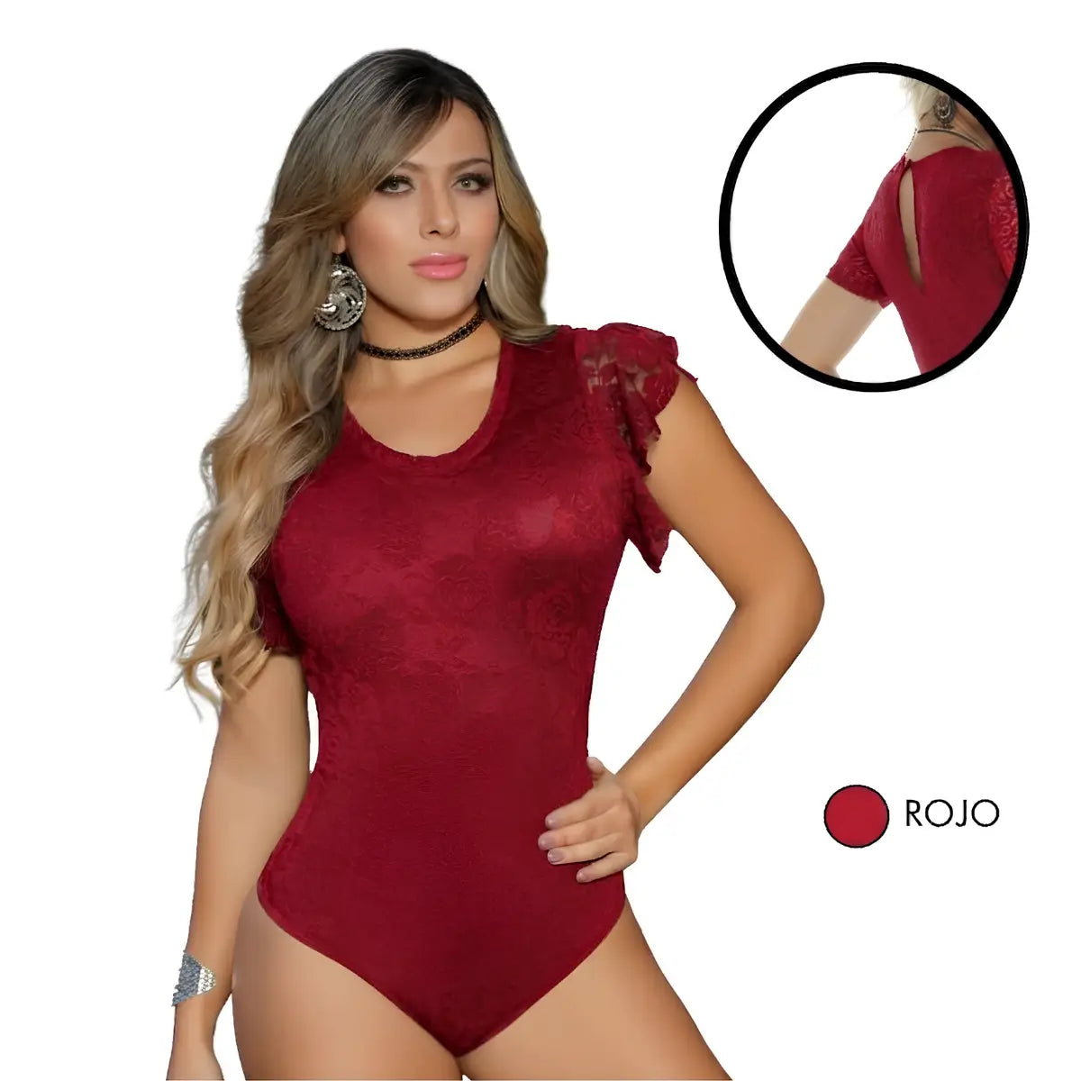 Body con faja interna en Powernet y diseño en blonda 7693-R3