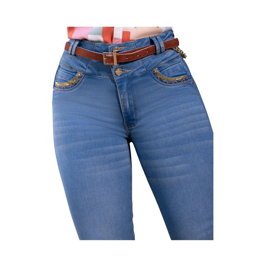 Jean Colombiano Push Up – 3 Botones,Bota Pitillo Azul Claro - bellezaexpresslatina