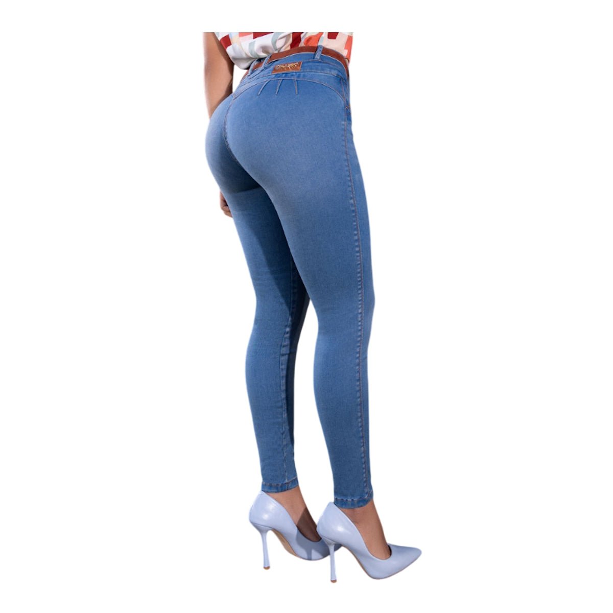 Jean Colombiano Push Up – 3 Botones,Bota Pitillo Azul Claro - bellezaexpresslatina