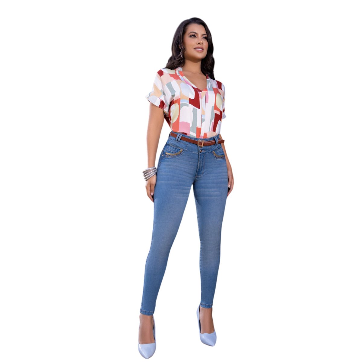 Jean Colombiano Push Up – 3 Botones,Bota Pitillo Azul Claro - bellezaexpresslatina
