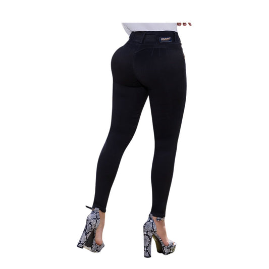 Jean Colombiano Push Up Negro – 3 Botones y Bota Pitillo - bellezaexpresslatina