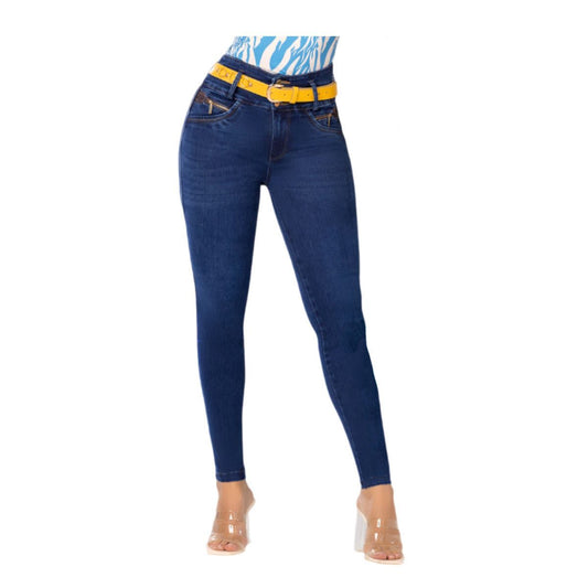 Jean push - up colombiano Azul bota pitillo 1576J2 - bellezaexpresslatina