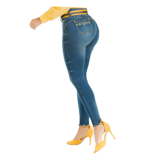 Jean push - up colombiano azul medio bota pitillo 1435 - J2 - bellezaexpresslatina