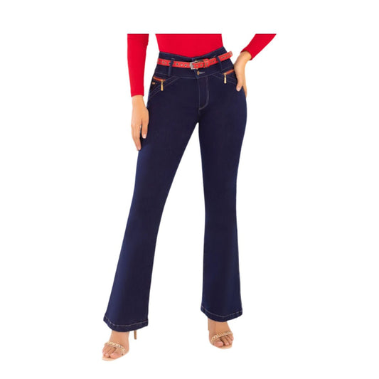 Jean push - up colombiano Azul oscuro bota campana 1577 - J2 - bellezaexpresslatina
