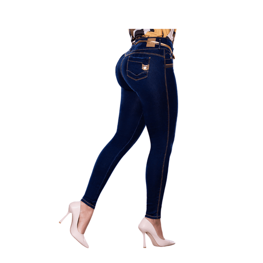 Jean push - up colombiano Azul oscuro bota pitillo 1592 - J2 - bellezaexpresslatina