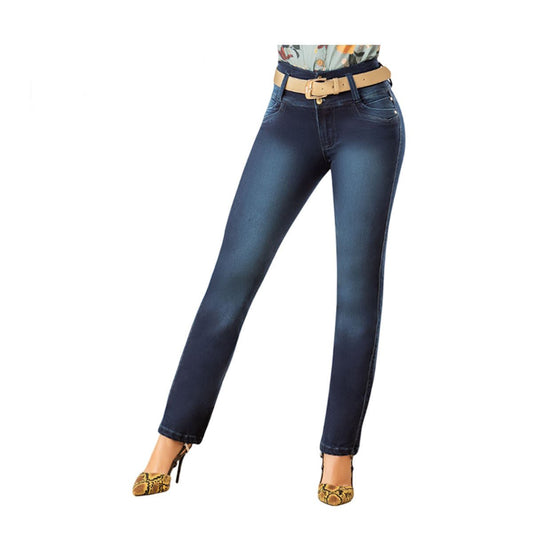 Jean push - up colombiano Azul oscuro bota Recta 8374 - J2 - bellezaexpresslatina