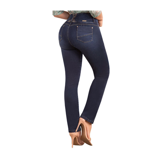 Jean push - up colombiano Azul oscuro bota Recta 8390 - J2 - bellezaexpresslatina