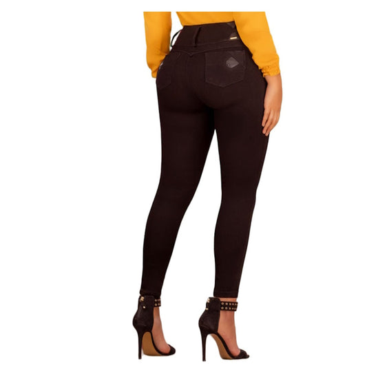 Jean push - up colombiano Negro bota pitillo 1533 - J2 - bellezaexpresslatina