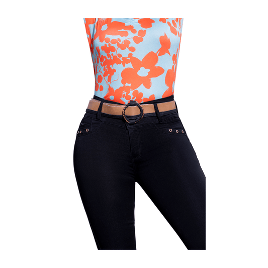 Jean push - up colombiano Negro bota pitillo 1629 - J2 - bellezaexpresslatina