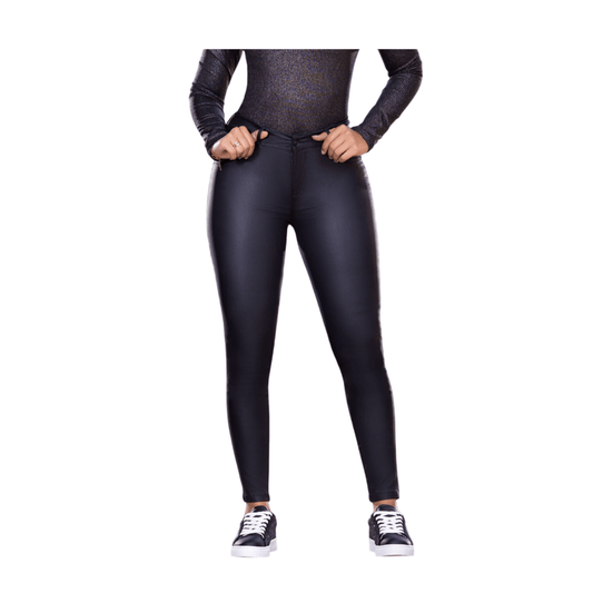 Jean push - up Negro efecto cuero bota pitillo 1585 - J2 - bellezaexpresslatina