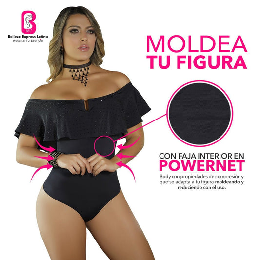 Body con faja interna en Powernet, diseño cuello bandeja 7681-R3 - bellezaexpresslatina