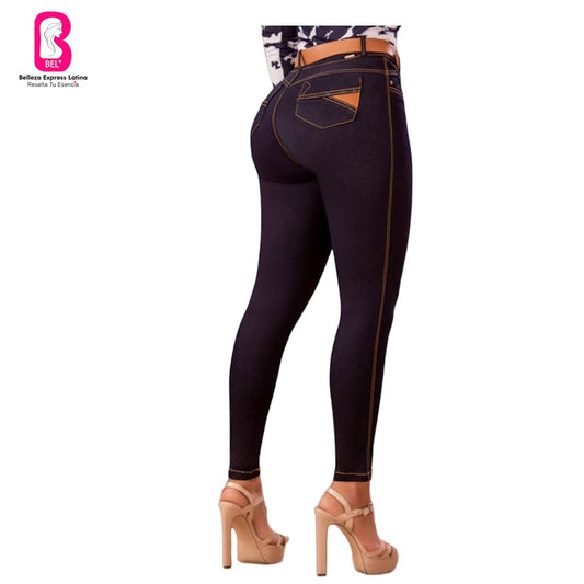 Jean push - up colombiano Azul oscuro bota pitillo 1544 - J2 - bellezaexpresslatina