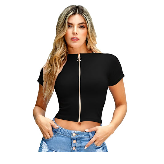 Polera Colombiana Semicontrol con Mangas y Cierre Frontal