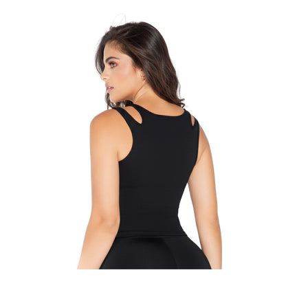 Polera Colombiana Semicontrol con Detalles en Hombros y Cierre