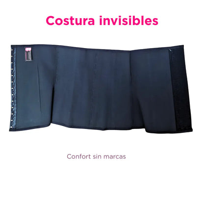 Parte interior de la faja cinturilla BEL de alta compresión en látex con diseño anatómico para soporte de la zona lumbar.