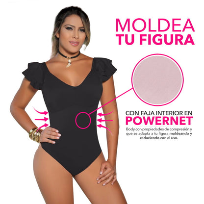 Body con faja interna en Powernet y escote en espalda  7259-R3