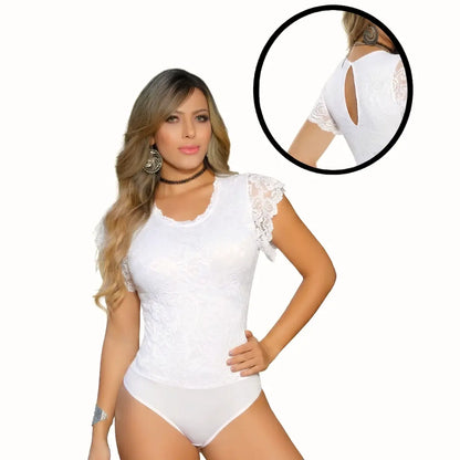 Body con faja interna en Powernet y diseño en blonda 7693-R3