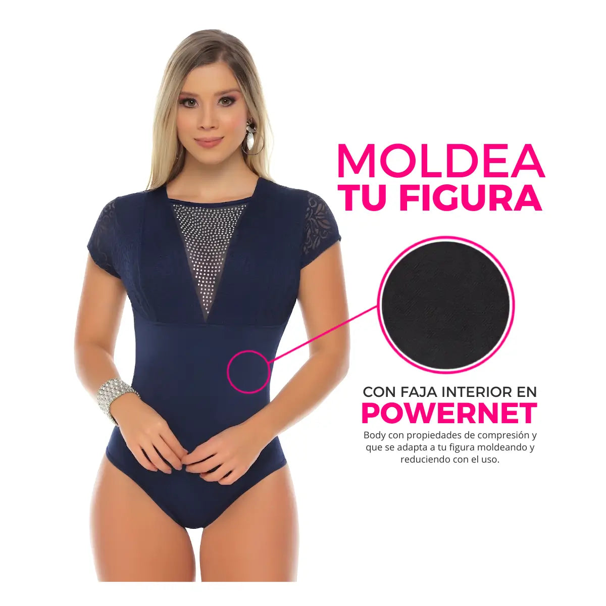 Body reductor moldeador colombiano con faja interna ref 7812 color Azul