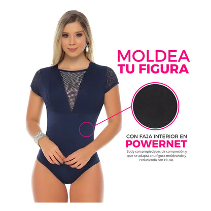 Body reductor moldeador colombiano con faja interna ref 7812 color Azul