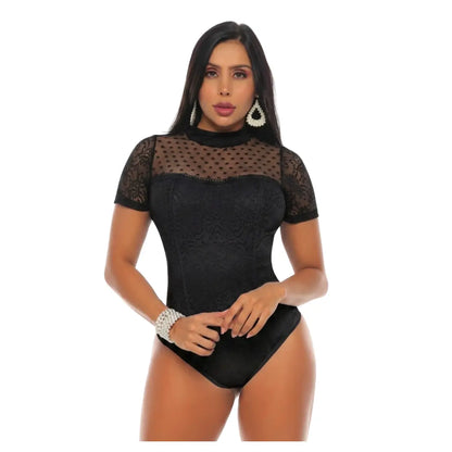 Body en blonda y mallatex con faja interna en Powernet  7977-R3