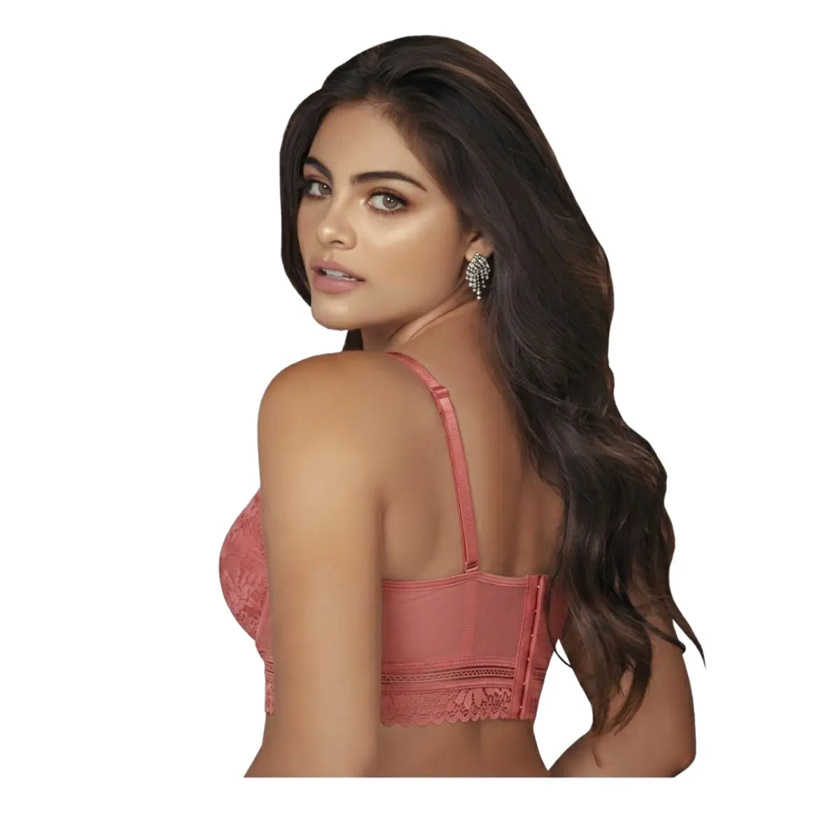 Sostén colombiano copa B estilo bustier color Mauve vista posterior
