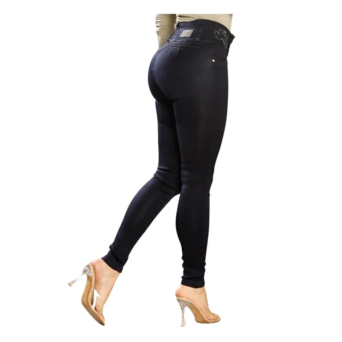 Jean Push Up  Azul Medio Ref Alaniz Tiro Alto Bota Pitillo