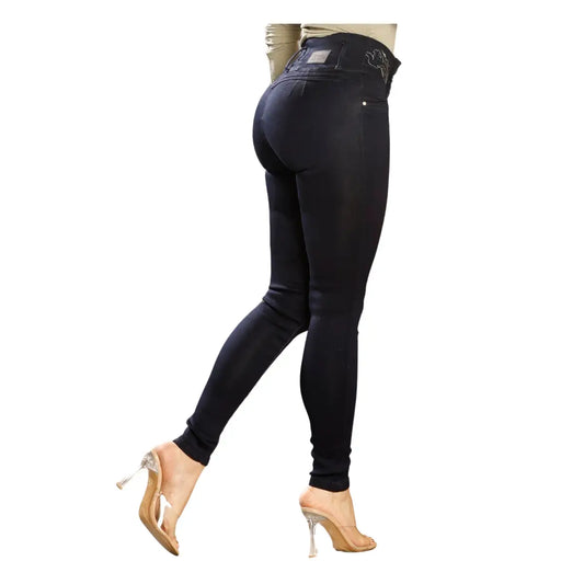 Jean Push Up  Azul Medio Ref Alaniz Tiro Alto Bota Pitillo