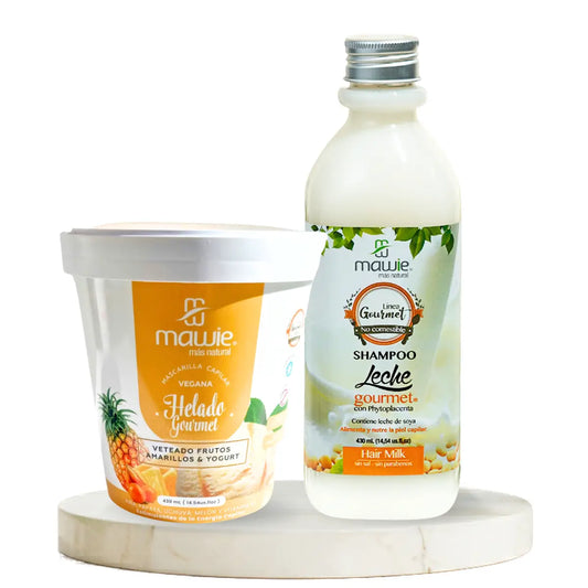 Ritual Luminosidad Intensa Mawie con Shampoo Leche y Helado Amarillos