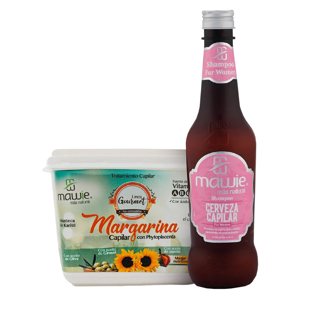 Pack Dúo Control Frizz NEOBEL con Shampoo Cerveza y Margarina Capilar.