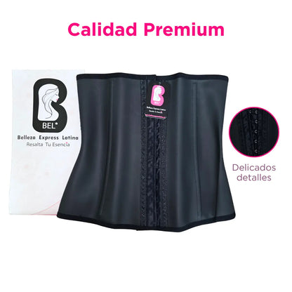 Detalle del látex de alta compresión y acabado interior de algodón de la faja cinturilla BEL.