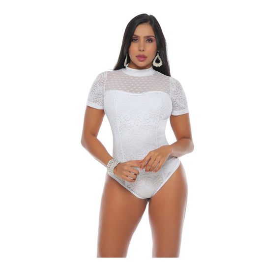 Body en blonda y mallatex con faja interna en Powernet 7977 - R3 - bellezaexpresslatina