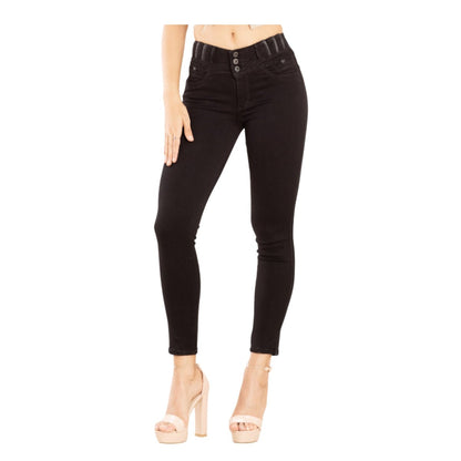 Jean Colombiano Push Up Negro – 3 Botones y Bota Pitillo - bellezaexpresslatina