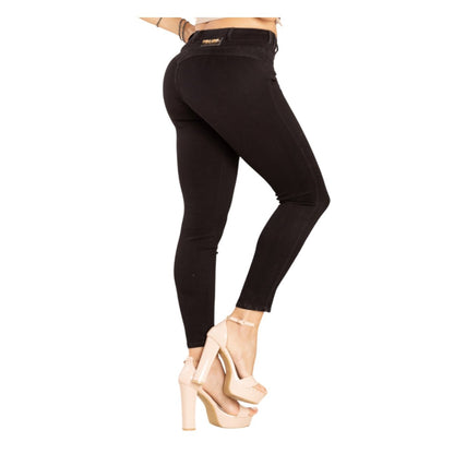 Jean Colombiano Push Up Negro – 3 Botones y Bota Pitillo - bellezaexpresslatina