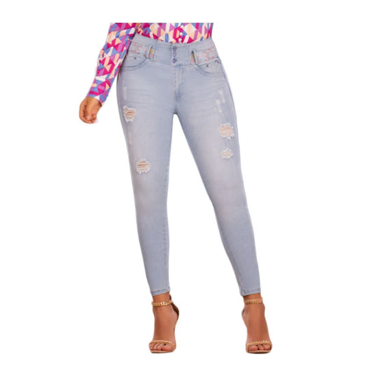 Jean push - up colombiano Azul hielo bota pitillo 1538 - J2 - bellezaexpresslatina