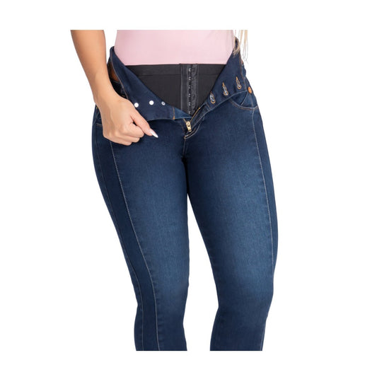 Jean PushUp con cinturilla incorporada - azul oscuro B.pitillo - bellezaexpresslatina