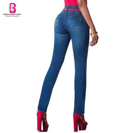 Jean Colombiano Azul Medio bota Recta BEL-751
