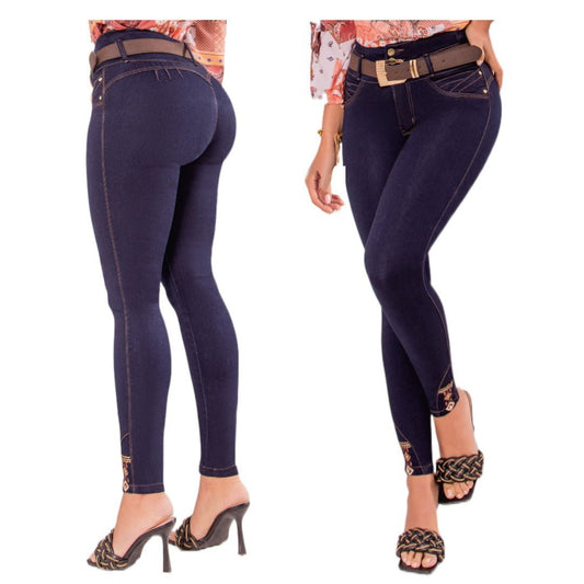 Jean push - up colombiano azul oscuro bota pitillo 1519 - J2 - bellezaexpresslatina
