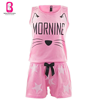Pijama en Polialgodón con diseño Gato Morning 889 - R4 - bellezaexpresslatina
